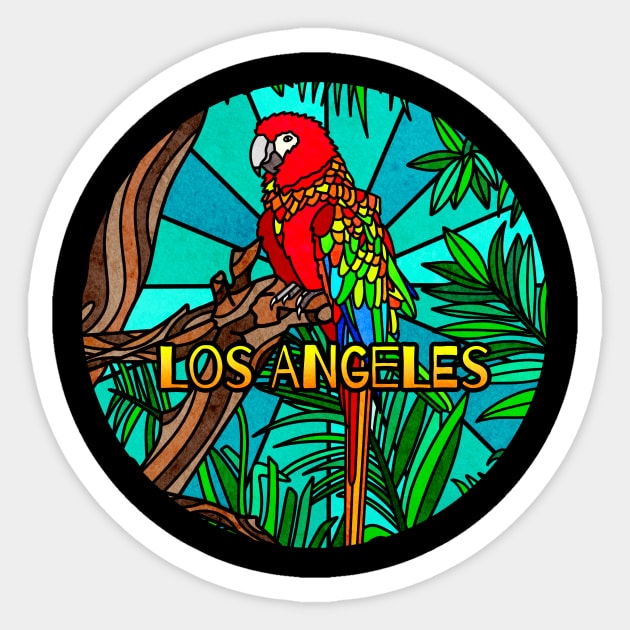 Los Angeles - Wild Parrot Sticker by Kelly Louise Art